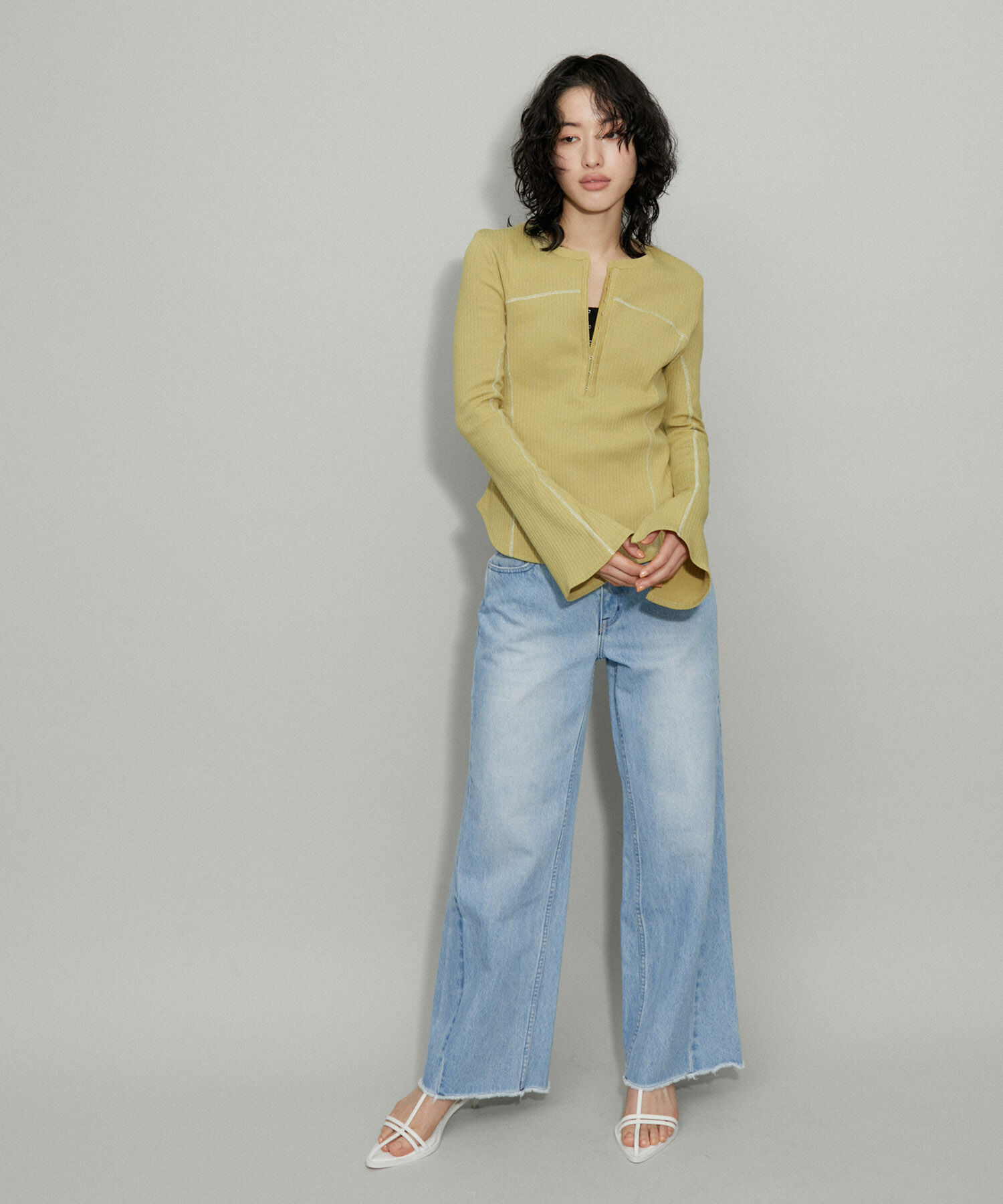 ADAM ET ROPE'「【WEB限定】フレアスリーブフロントホックロンT」|Tシャツ・カットソー|