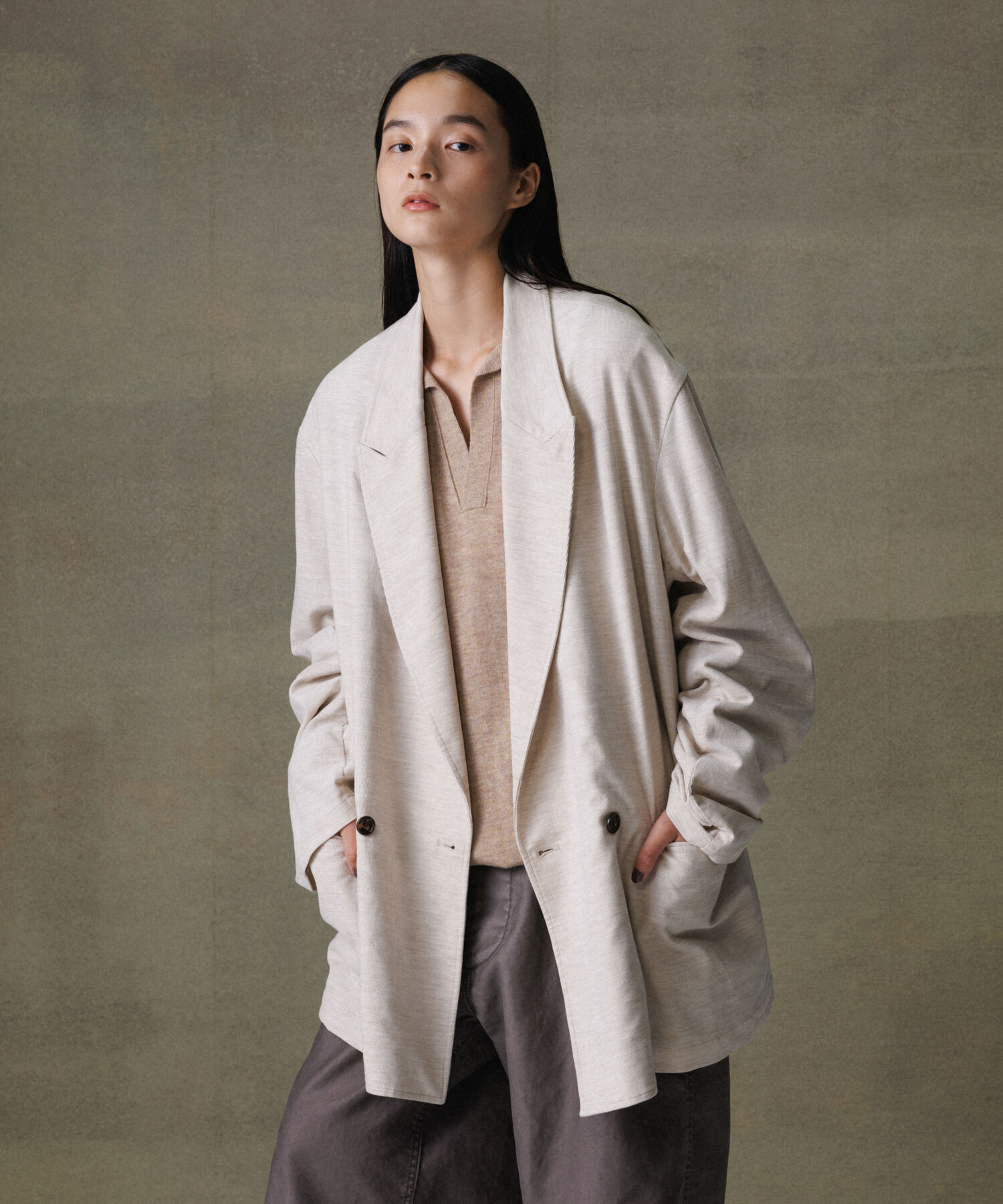 ADAM ET ROPE'「シャツコール ダブルブレステッド オーバーサイズ ジャケット / セットアップ対応 / ユニセックス」|テーラードジャケット|キナリ系(19)