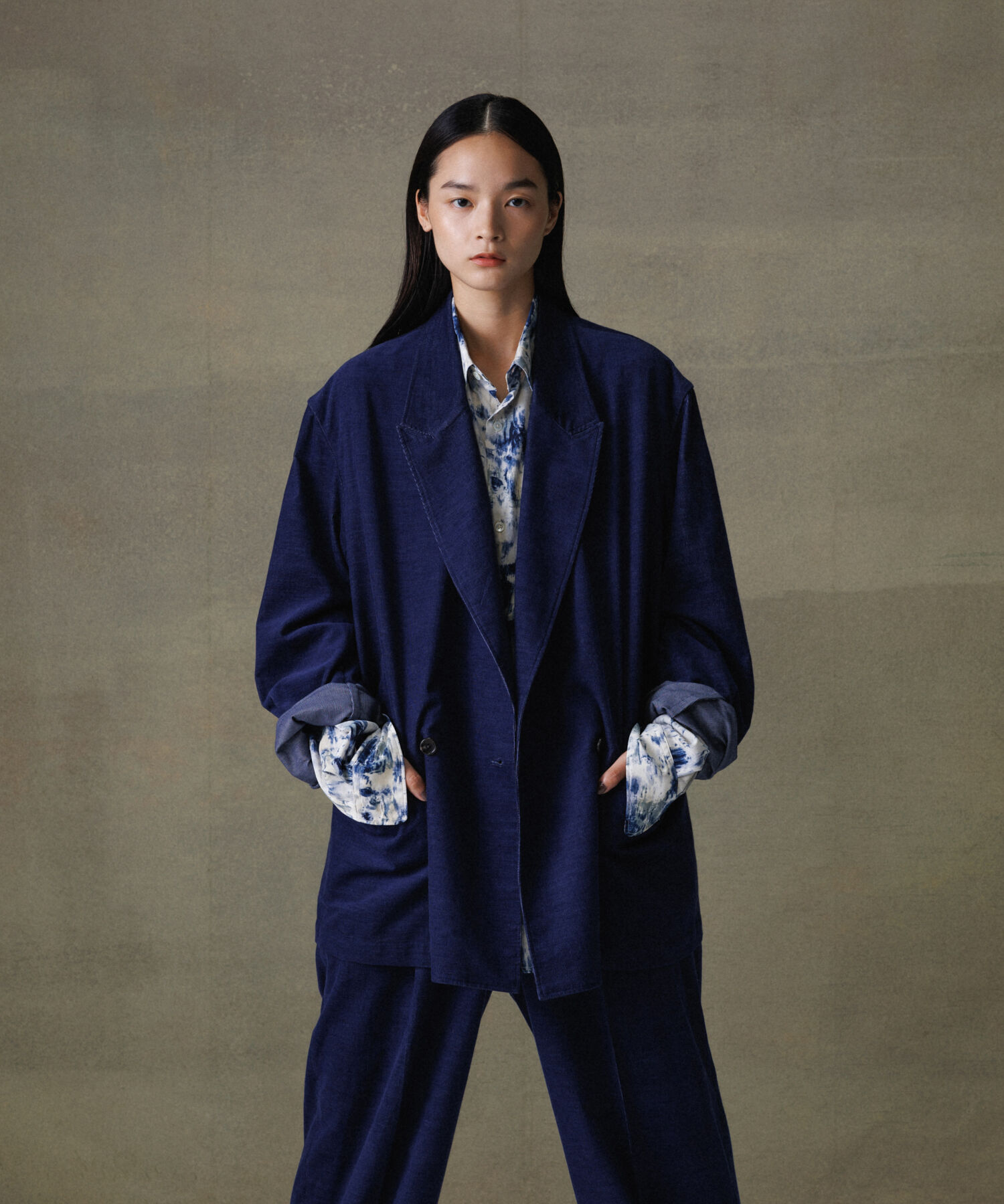 ADAM ET ROPE'「シャツコール ダブルブレステッド オーバーサイズ ジャケット / セットアップ対応 / ユニセックス」|テーラードジャケット|