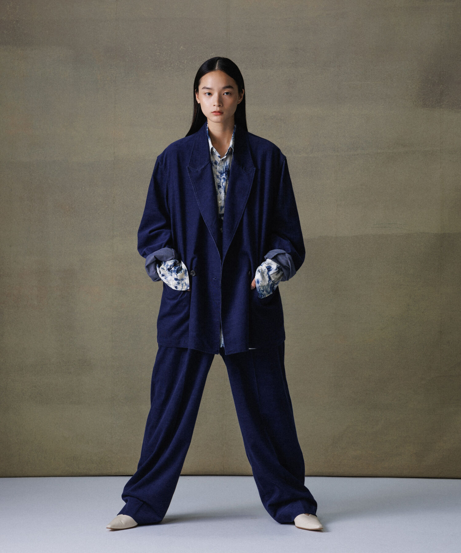 ADAM ET ROPE'「シャツコール ダブルブレステッド オーバーサイズ ジャケット / セットアップ対応 / ユニセックス」|テーラードジャケット|