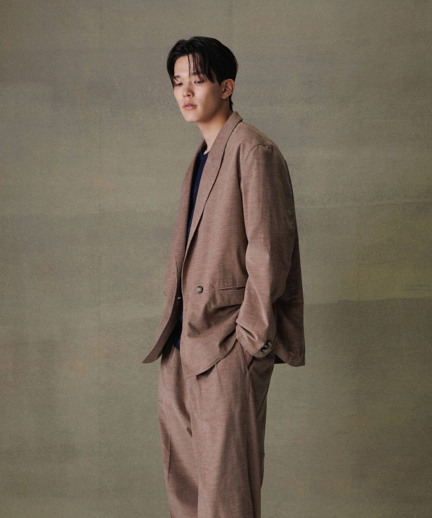 ADAM ET ROPE'「シャツコール ダブルブレステッド オーバーサイズ ジャケット / セットアップ対応 / ユニセックス」|テーラードジャケット|