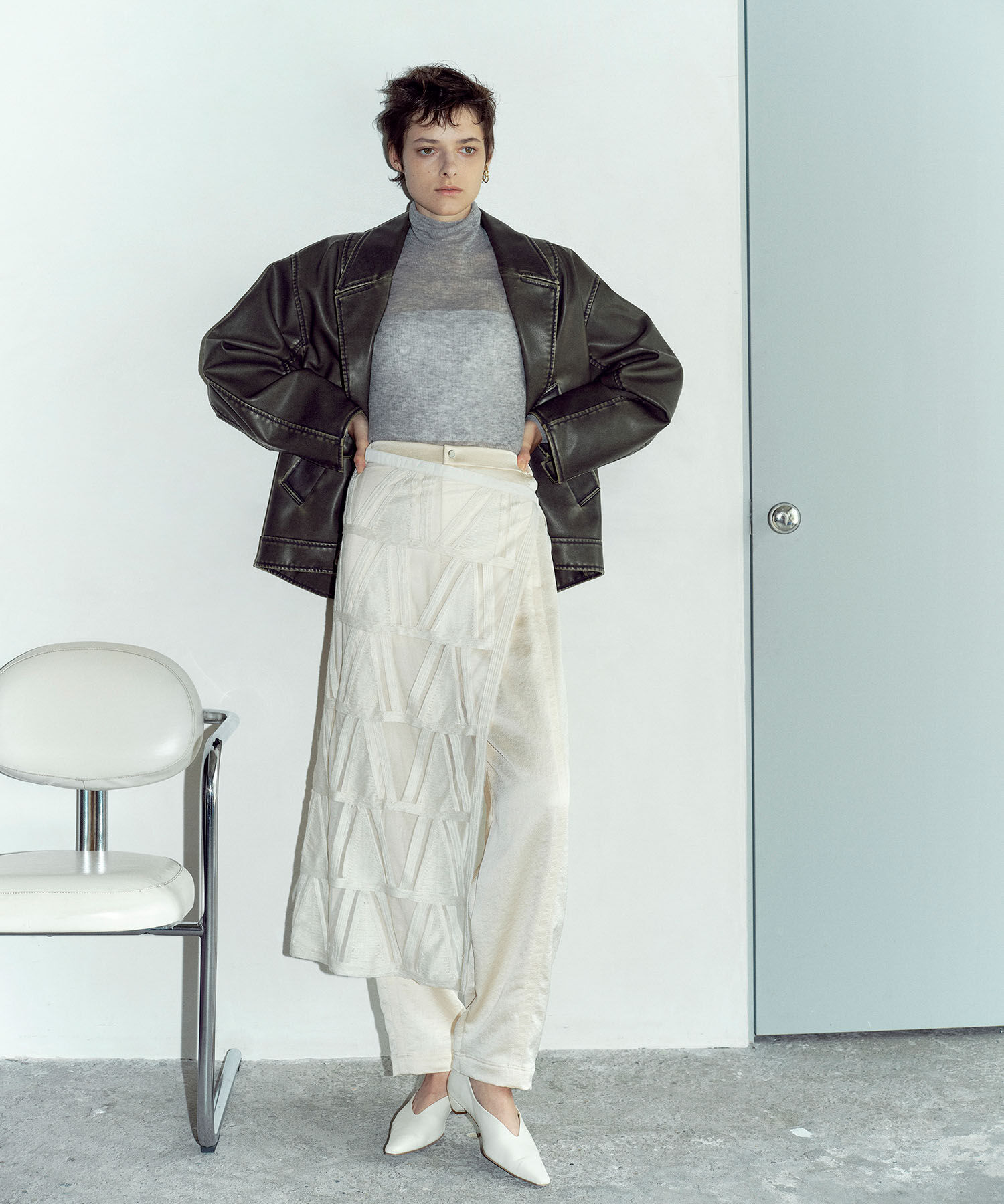 ADAM ET ROPE'「シンセティックレザージャケット」|ライダースジャケット|