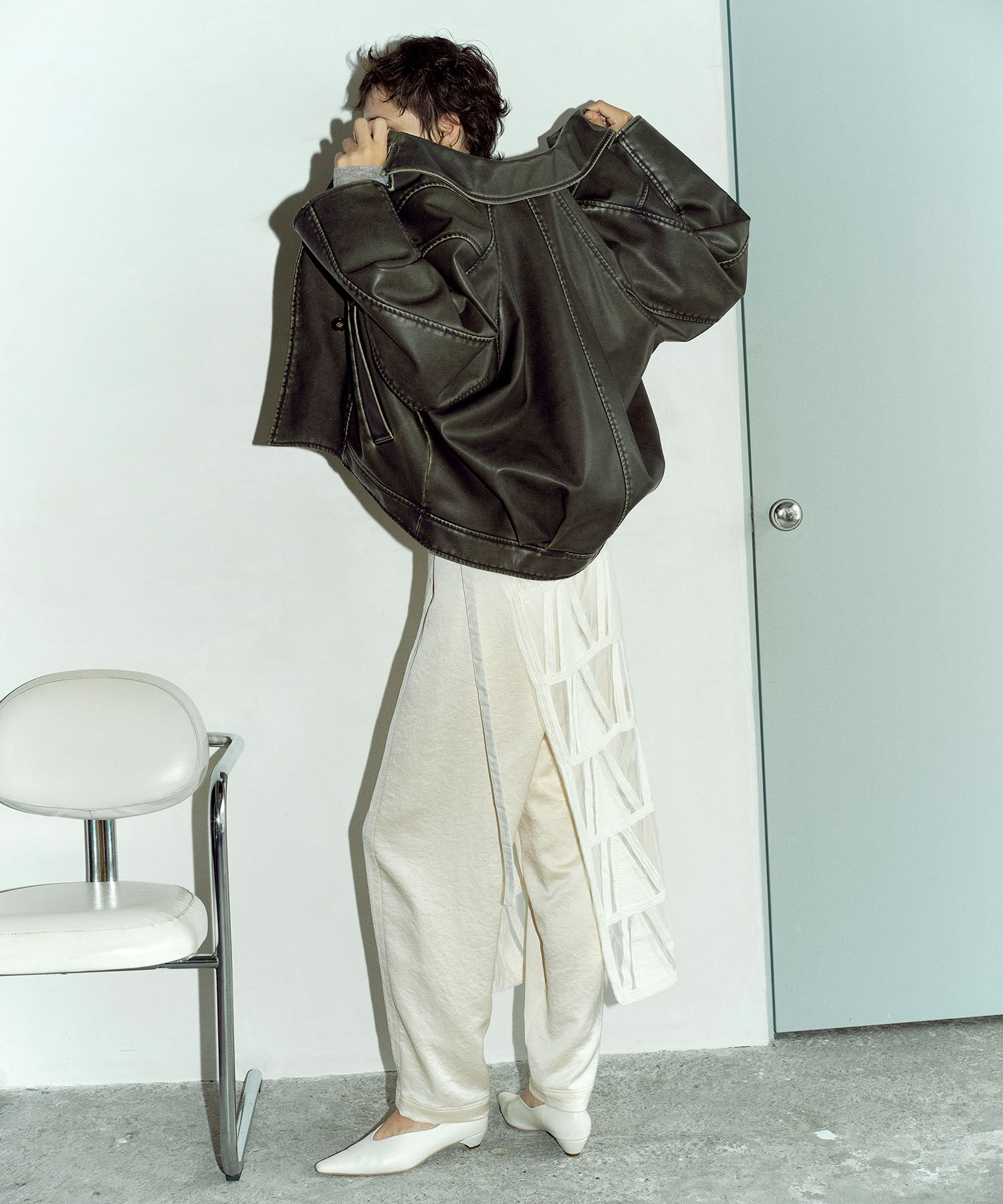 ADAM ET ROPE'「シンセティックレザージャケット」|ライダースジャケット|