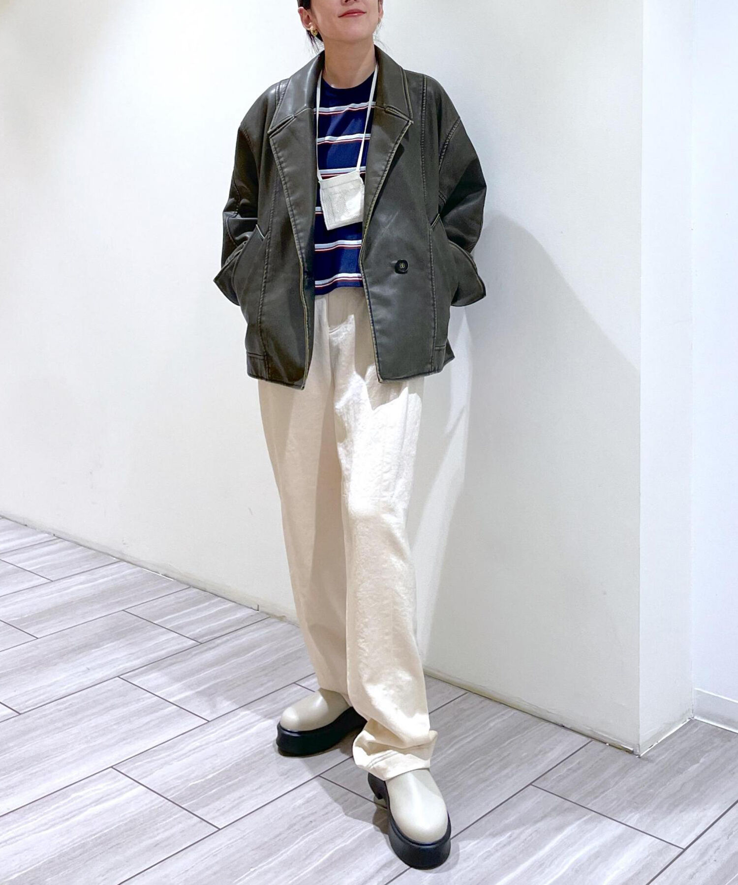 ADAM ET ROPE'「シンセティックレザージャケット」|ライダースジャケット|