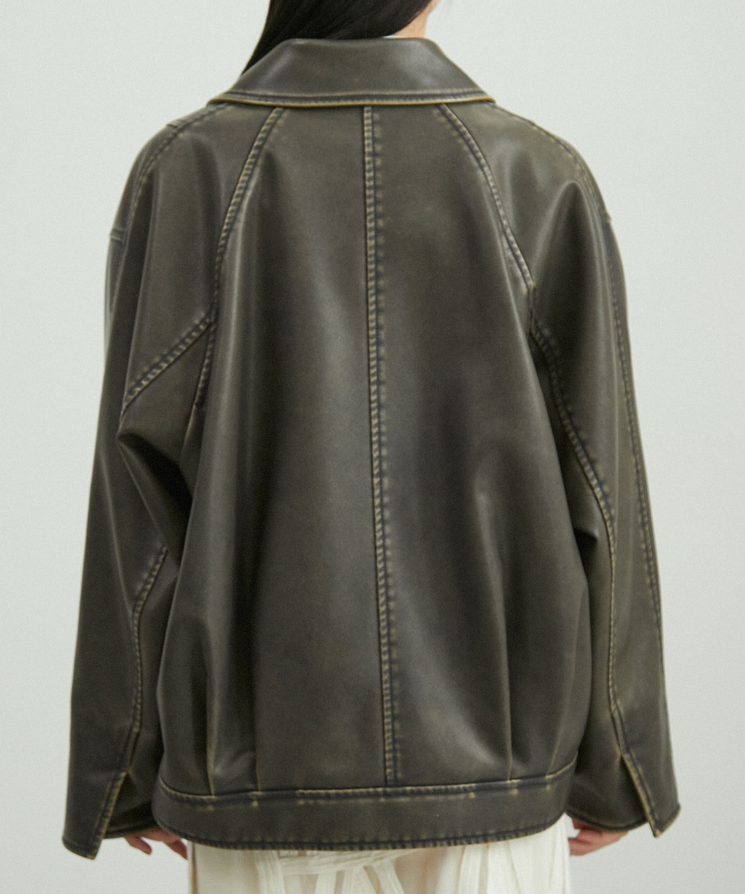 ADAM ET ROPE'「シンセティックレザージャケット」|ライダースジャケット|