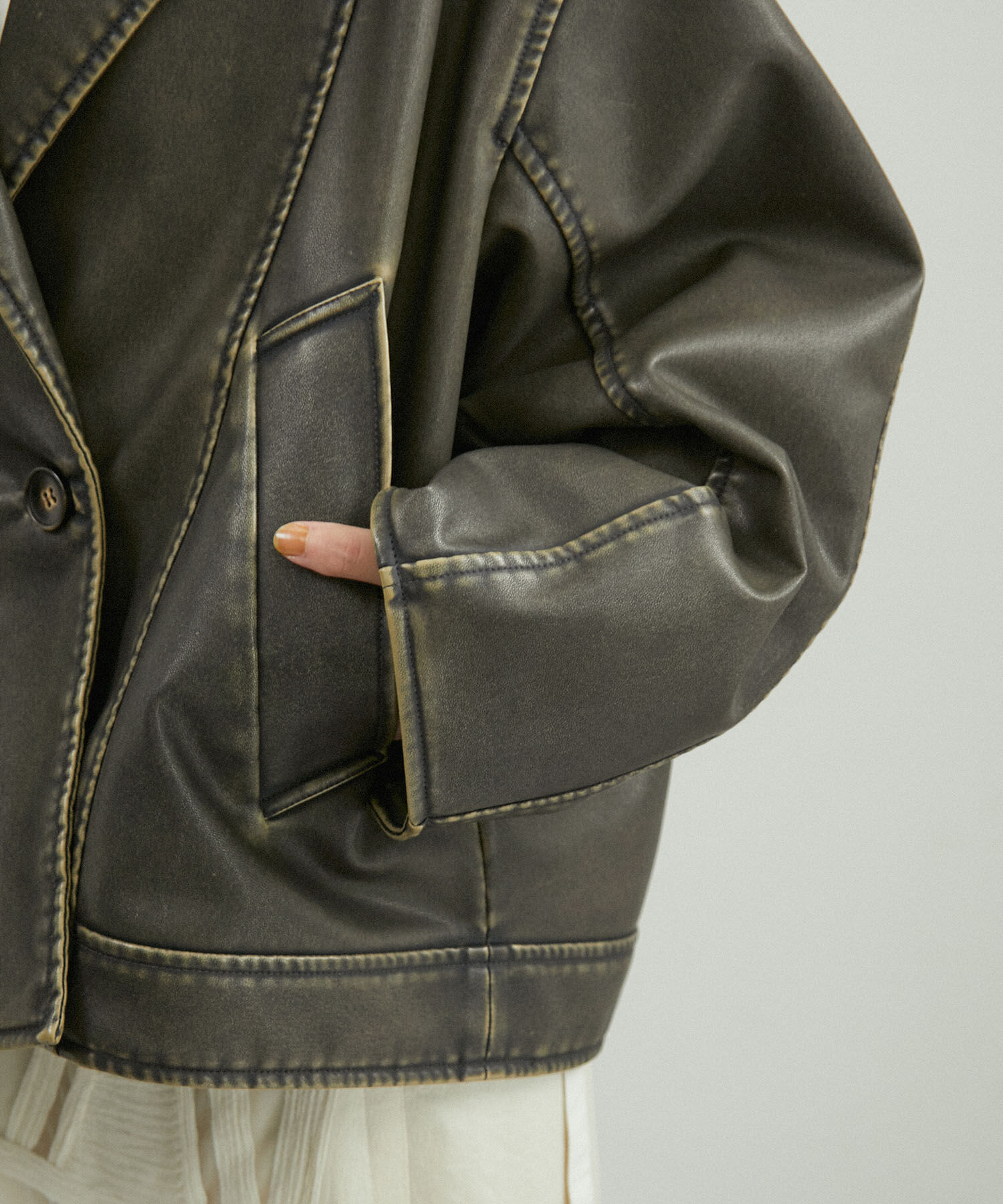 ADAM ET ROPE'「シンセティックレザージャケット」|ライダースジャケット|