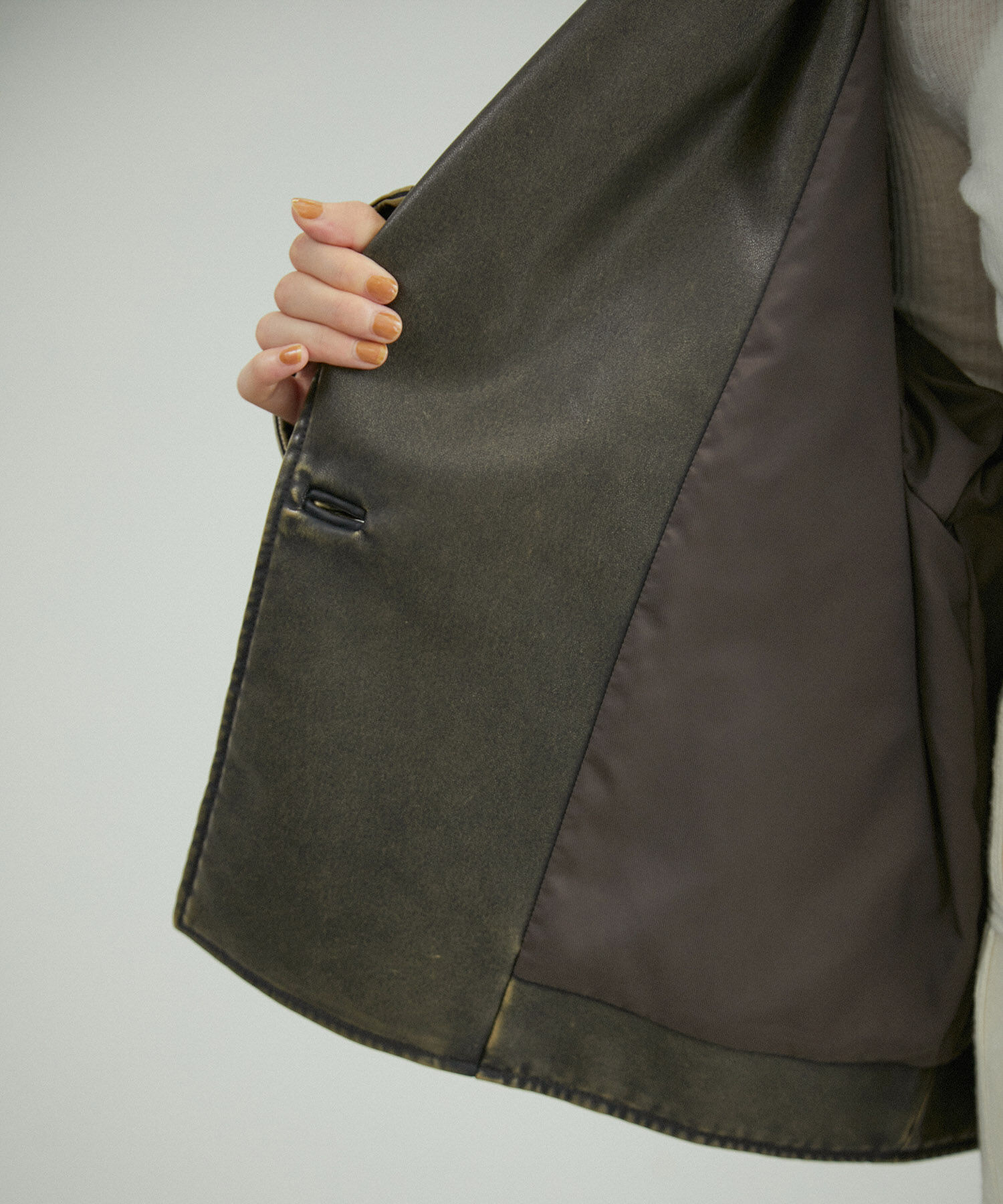 ADAM ET ROPE'「シンセティックレザージャケット」|ライダースジャケット|