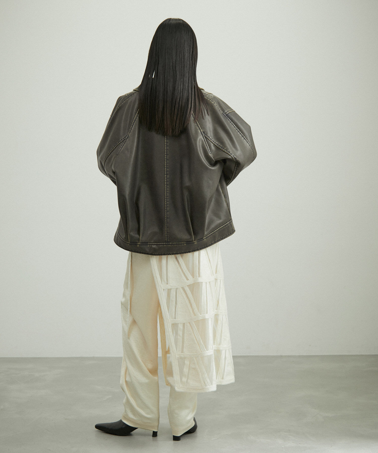 ADAM ET ROPE'「シンセティックレザージャケット」|ライダースジャケット|