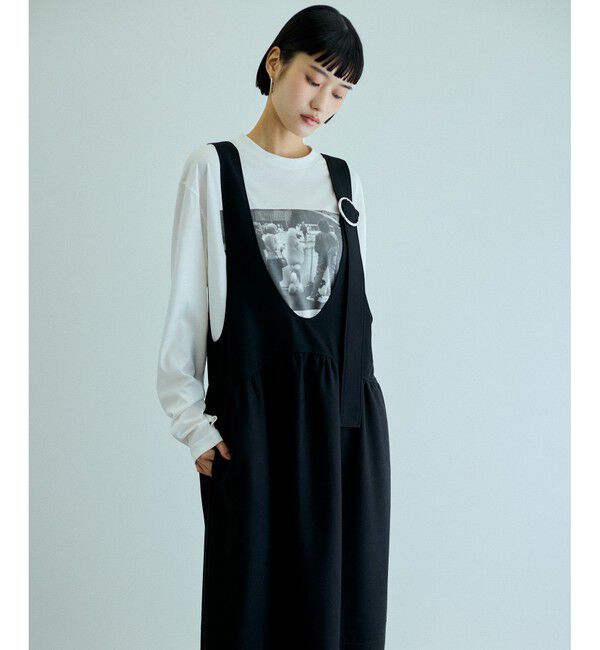 ADAM ET ROPE'「【WEB限定】ディープネックAラインワンピース」|ワンピース|