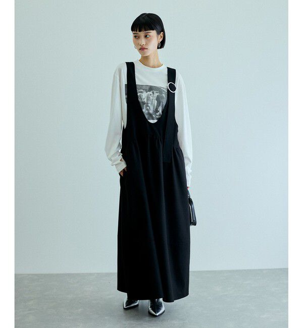 ADAM ET ROPE'「【WEB限定】ディープネックAラインワンピース」|ワンピース|