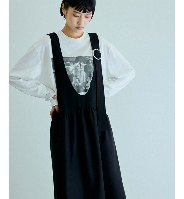 ADAM ET ROPE'「【WEB限定】ディープネックAラインワンピース」|ワンピース|
