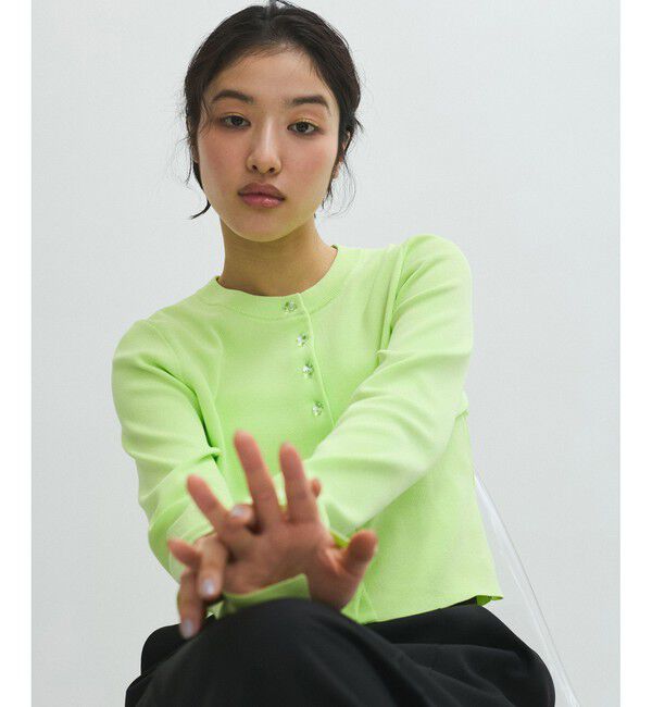 ADAM ET ROPE'「【サステナブル】クールタッチロングスリーブカーディガン」|カーディガン|