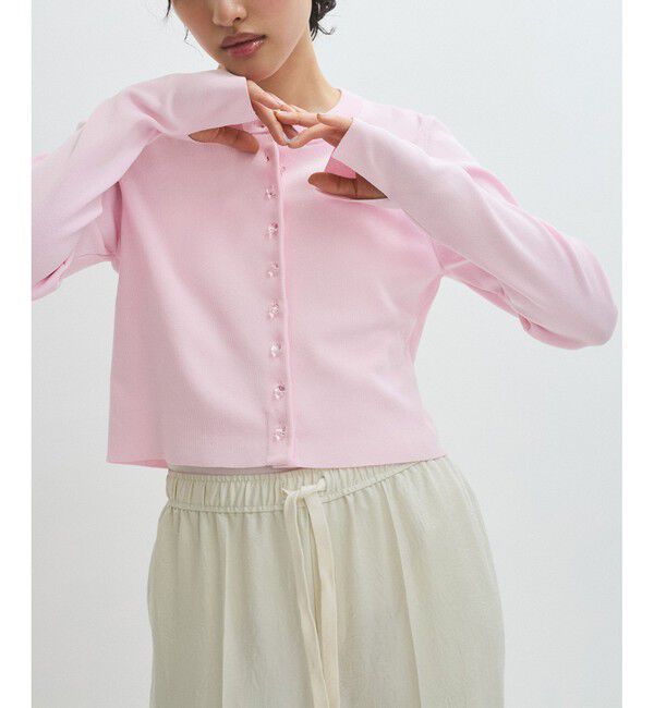 ADAM ET ROPE'「【サステナブル】クールタッチロングスリーブカーディガン」|カーディガン|ピンク系(65)