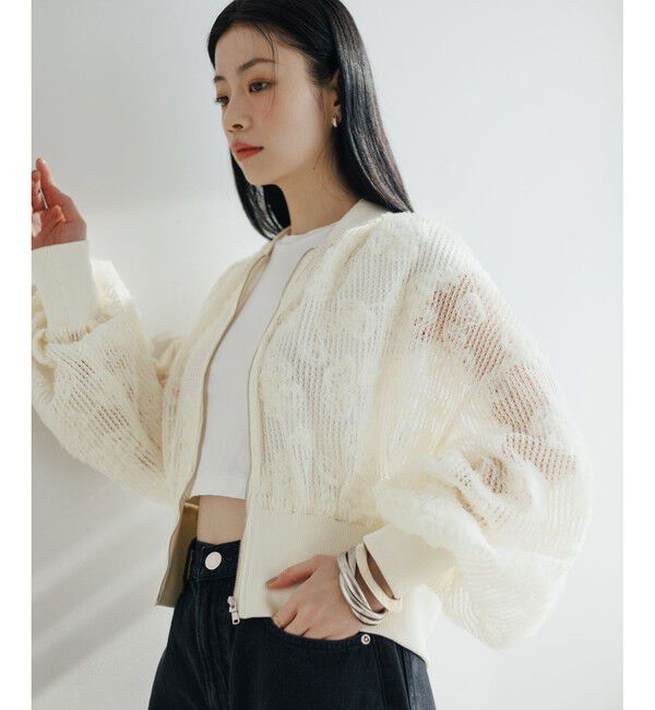 ADAM ET ROPE'「【WEB限定】チュールブルゾン」|ブルゾン・スタジャン|オフサブ