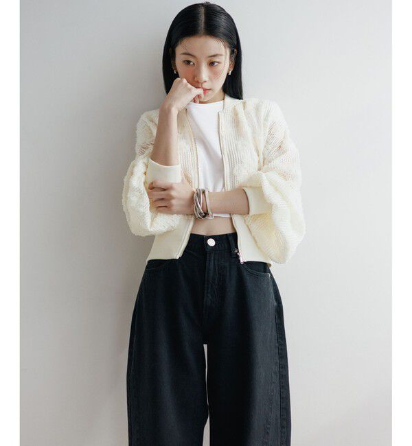 ADAM ET ROPE'「【WEB限定】チュールブルゾン」|ブルゾン・スタジャン|