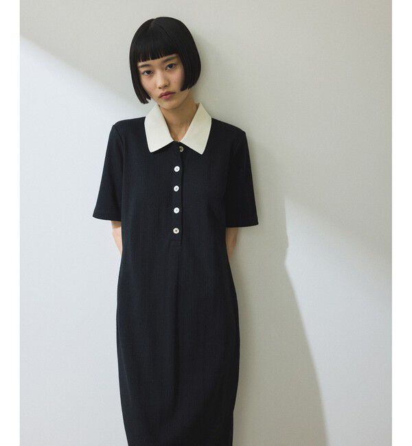 ADAM ET ROPE'「【WEB限定】ハーフスリーブポロシャツワンピース」|ワンピース|