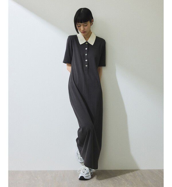 ADAM ET ROPE'「【WEB限定】ハーフスリーブポロシャツワンピース」|ワンピース|チャコール(06)