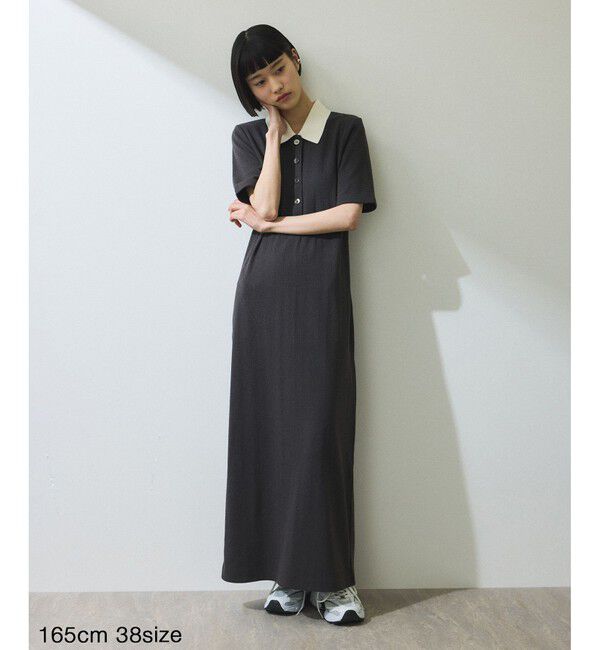 ADAM ET ROPE'「【WEB限定】ハーフスリーブポロシャツワンピース」|ワンピース|