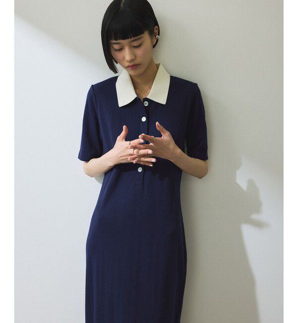 ADAM ET ROPE'「【WEB限定】ハーフスリーブポロシャツワンピース」|ワンピース|