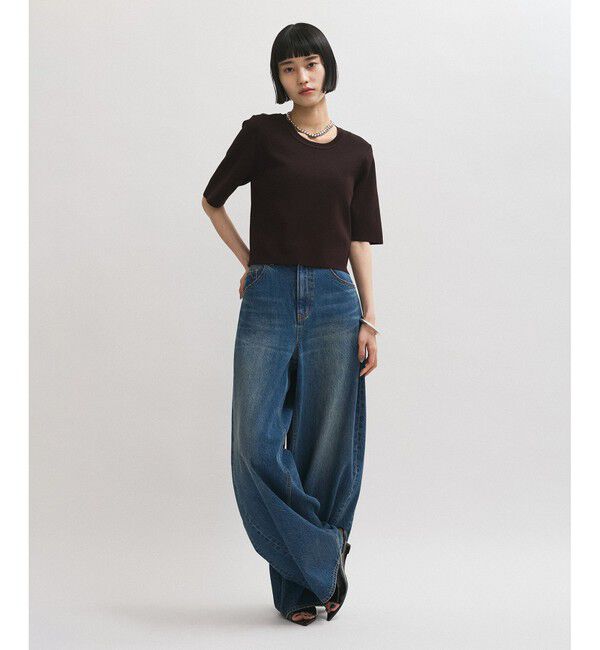 ADAM ET ROPE'「【サステナブル】クールタッチニットTシャツ」|Tシャツ・カットソー|