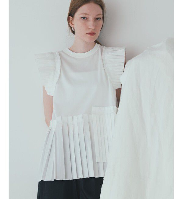 ADAM ET ROPE'「【サステナブル】プリーツコンビプルオーバー」|Tシャツ・カットソー|ホワイト(10)