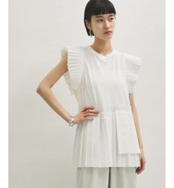 ADAM ET ROPE'「【サステナブル】プリーツコンビプルオーバー」|Tシャツ・カットソー|