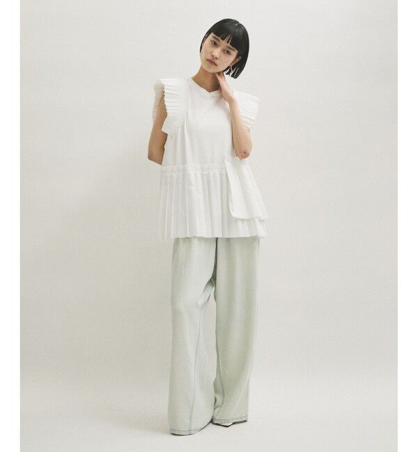 ADAM ET ROPE'「【サステナブル】プリーツコンビプルオーバー」|Tシャツ・カットソー|