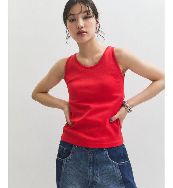 ADAM ET ROPE'「カップインサークルカットアメスリタンクトップ」|タンクトップ|レッド(60)