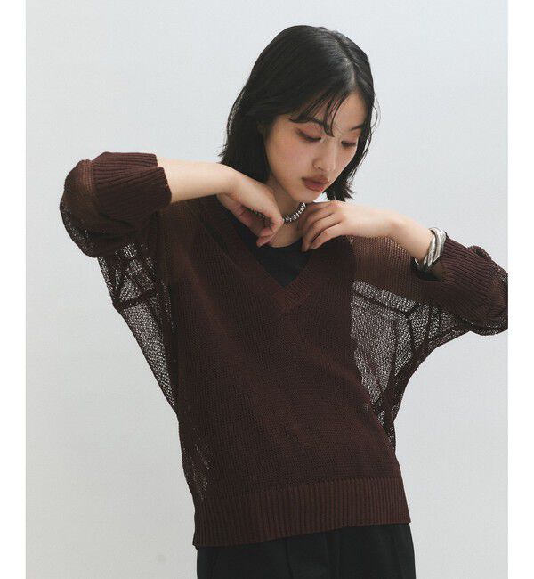 ADAM ET ROPE'「シアーVネックトップス」|Tシャツ・カットソー|