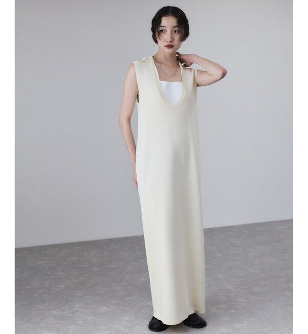 ADAM ET ROPE'「【サステナブル】スクープネックフーディニットワンピース」|ワンピース|