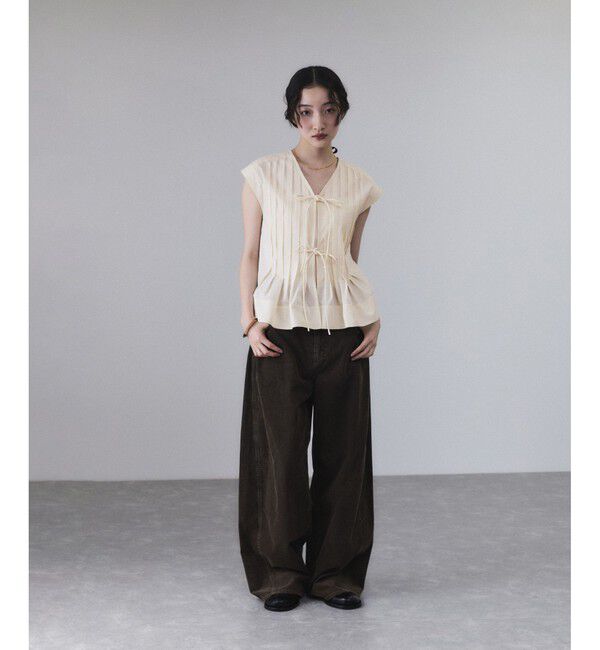 ADAM ET ROPE'「【サステナブル】タックフレアジレブラウス」|シャツ・ブラウス|