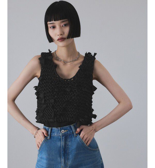 ADAM ET ROPE'「テープヤーンベスト」|ベスト・ジレ|ブラック(01)