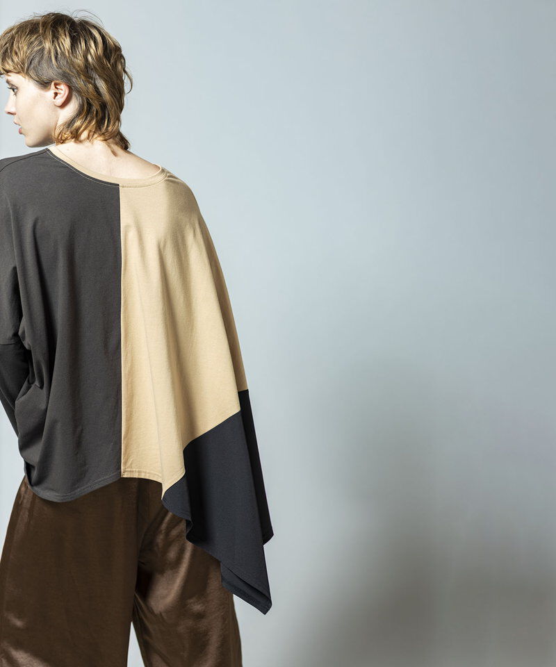  「2WAYアシンメトリー切替プルオーバー」|Tシャツ・カットソー|