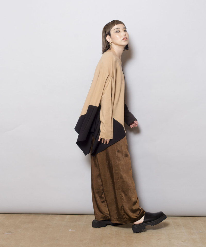  「2WAYアシンメトリー切替プルオーバー」|Tシャツ・カットソー|