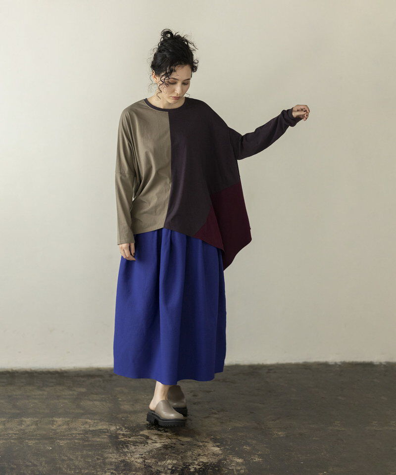  「2WAYアシンメトリー切替プルオーバー」|Tシャツ・カットソー|