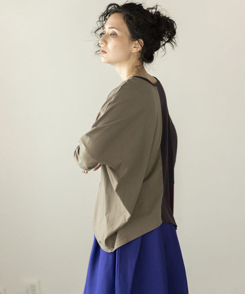  「2WAYアシンメトリー切替プルオーバー」|Tシャツ・カットソー|