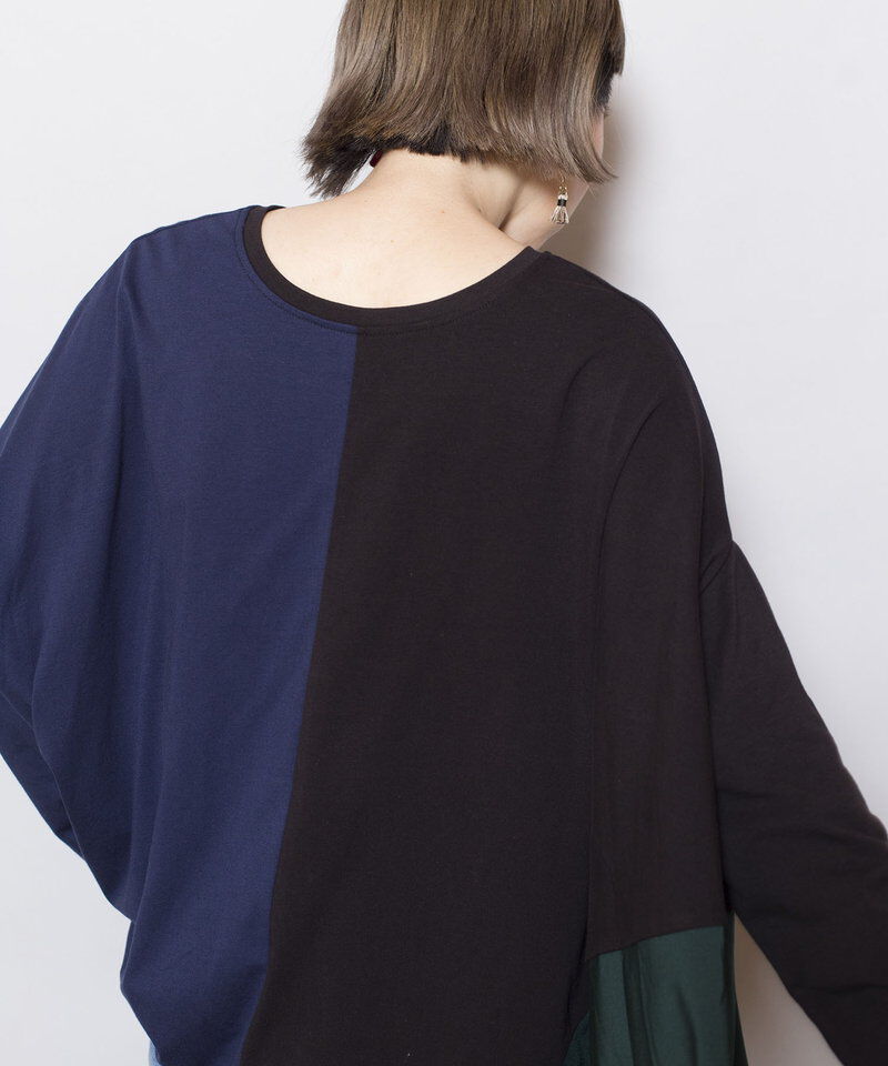  「2WAYアシンメトリー切替プルオーバー」|Tシャツ・カットソー|