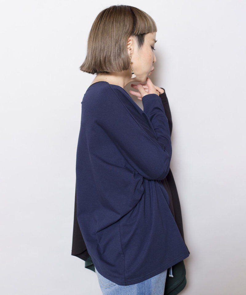  「2WAYアシンメトリー切替プルオーバー」|Tシャツ・カットソー|
