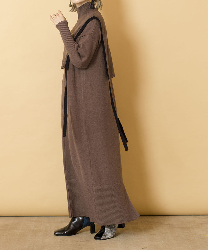  「【WEB限定アイテム】ﾀｰﾄﾙ付け衿&ﾆｯﾄﾜﾝﾋﾟｰｽSET」|ニット・セーター|