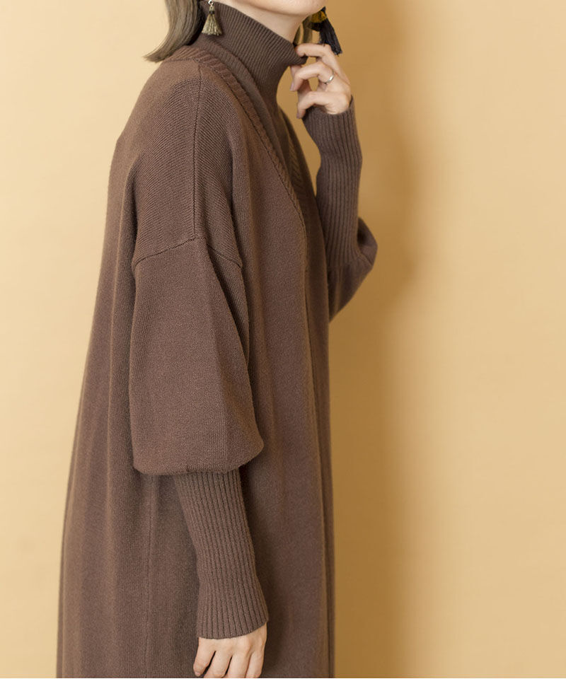  「【WEB限定アイテム】ﾀｰﾄﾙ付け衿&ﾆｯﾄﾜﾝﾋﾟｰｽSET」|ニット・セーター|