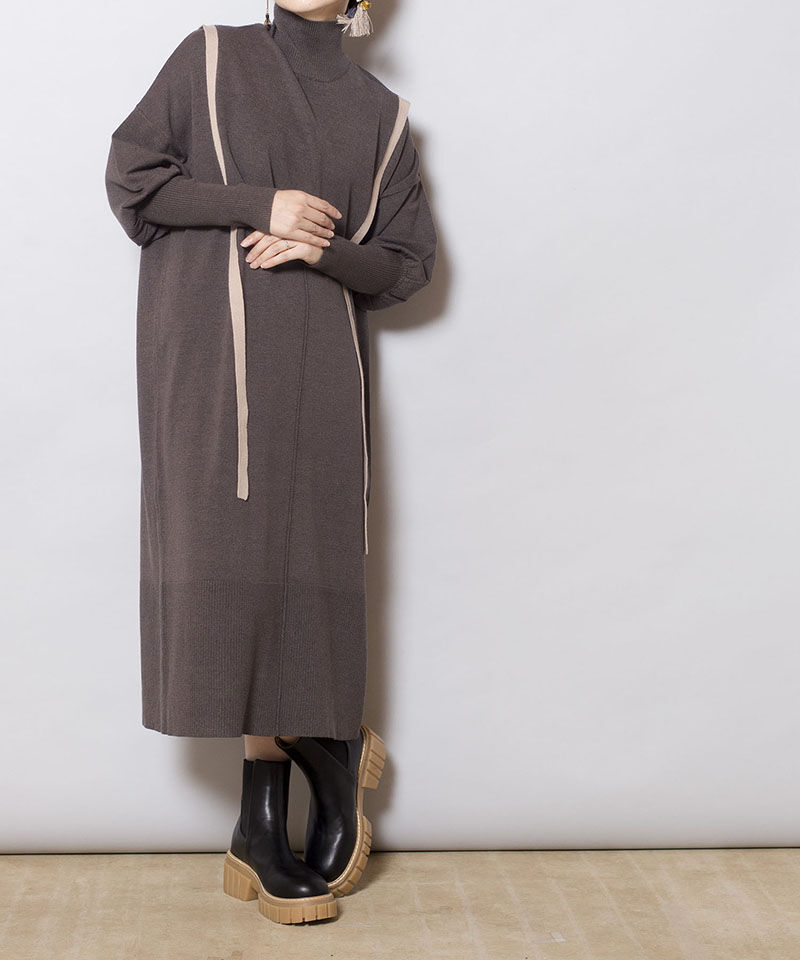  「【WEB限定アイテム】ﾀｰﾄﾙ付け衿&ﾆｯﾄﾜﾝﾋﾟｰｽSET」|ニット・セーター|