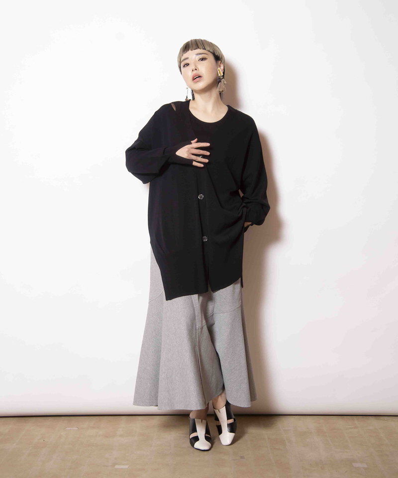  「シアー切替ニットカーディガン」|ニット・セーター|