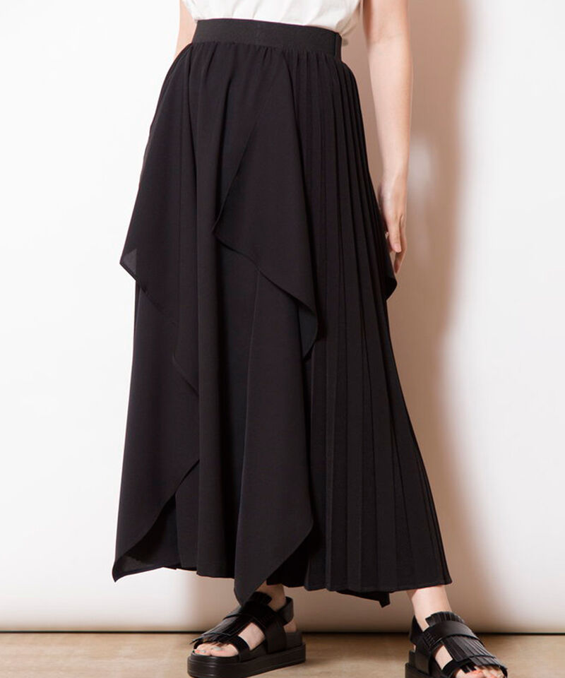  「プリーツ切替カスケードスカート」|スカート|BLACK