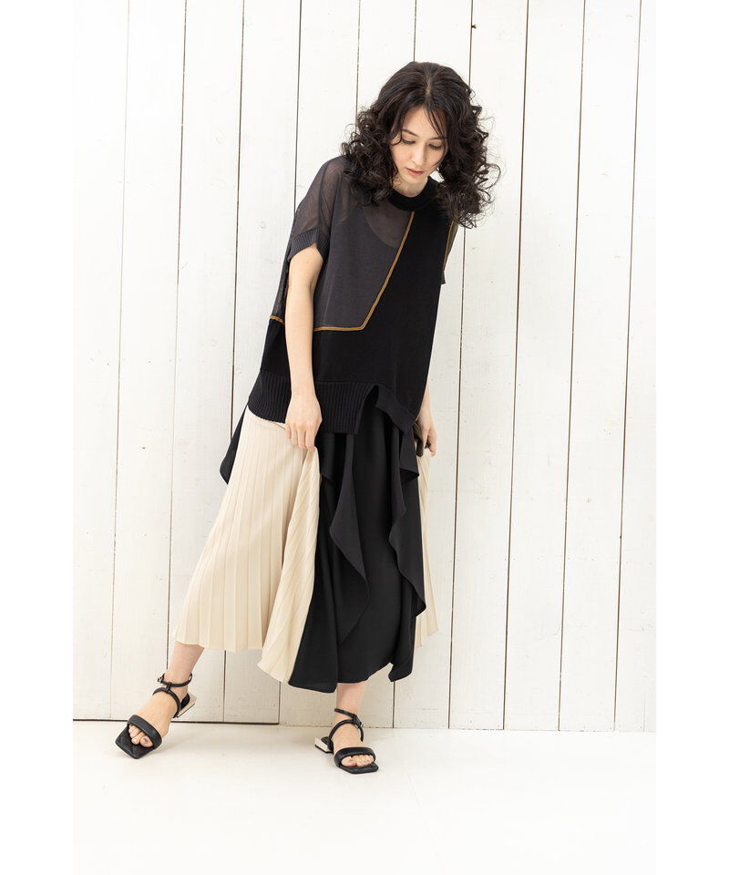  「プリーツ切替カスケードスカート」|スカート|