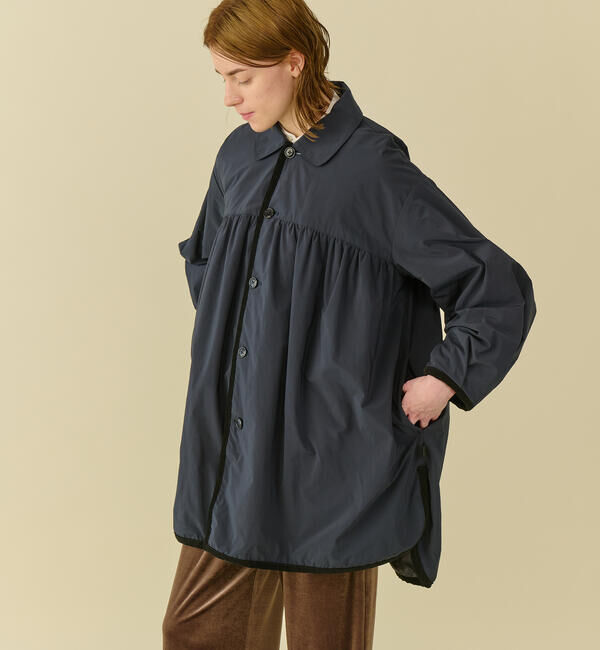 ORCIVAL「ORCIVAL | ツイル ギャザーコート WOMEN」|ステンカラーコート|DKNAVY