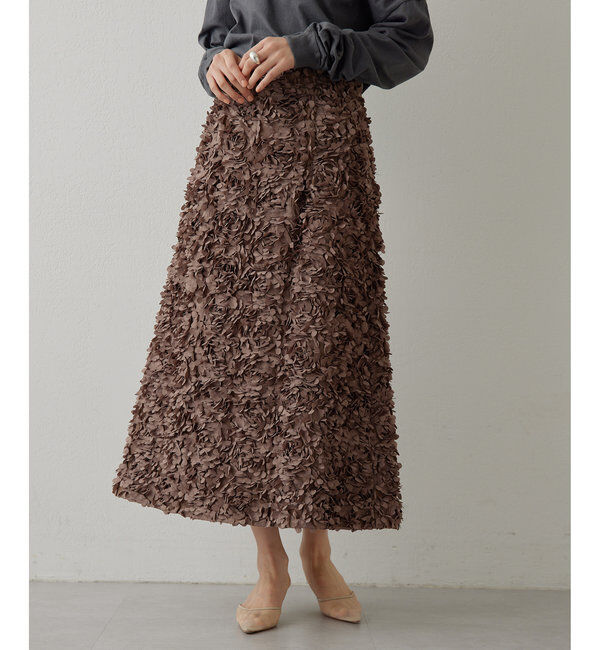 GEMINI「【GEMINI】フラワーモチーフスカート」|スカート|ブラウン