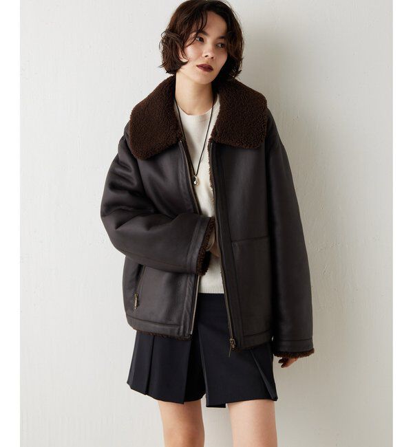 GEMINI「【GEMINI】ムートンブルゾンコート」|ブルゾン・スタジャン|ダークブラウン