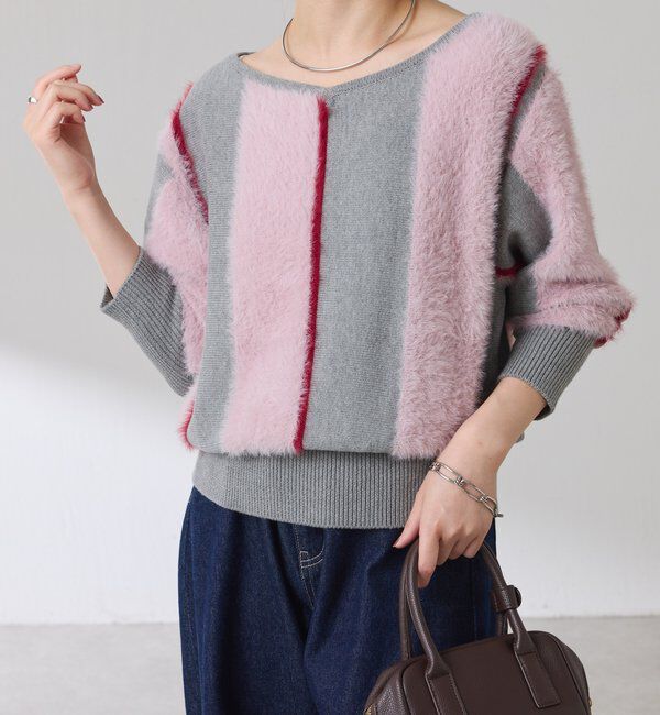  「ミックス糸ニット」|ニット・セーター|ピンク