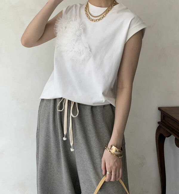  「3DチュールモチーフTEE」|Tシャツ・カットソー|