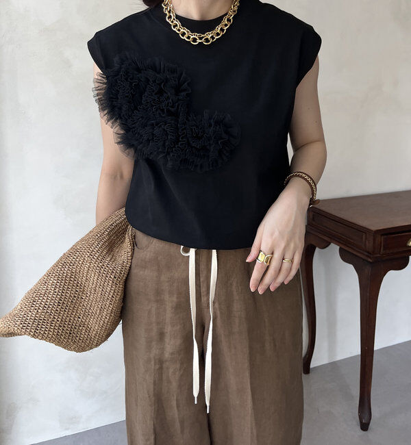  「3DチュールモチーフTEE」|Tシャツ・カットソー|